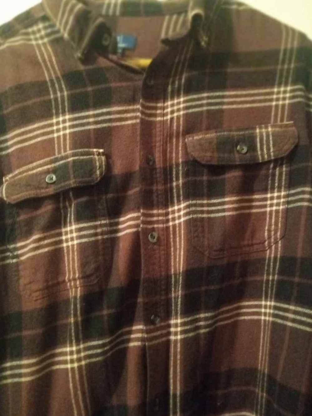 George Brown Plaid Button-Down Shirt with Chest Pockets